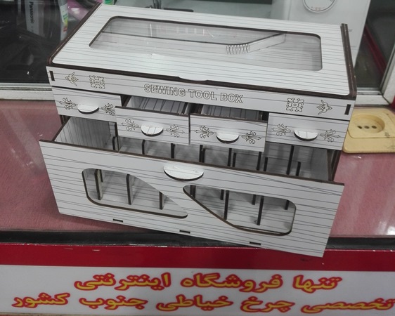 جعبه MDF خالی لوازم خیاطی عروس